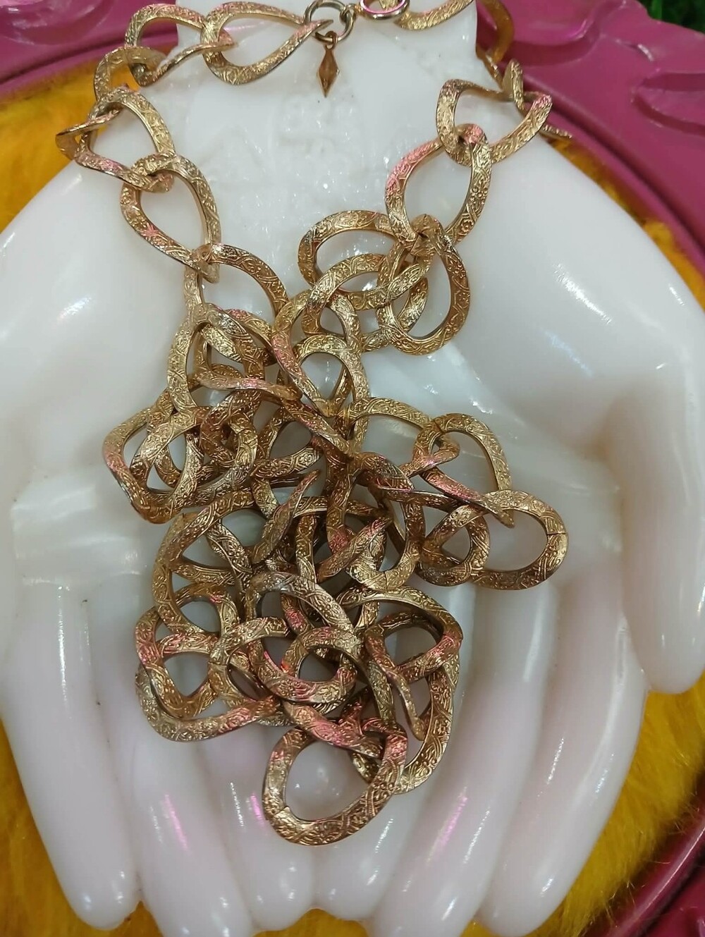 Sarah Coventry Gold-Tone Textured Link Necklace